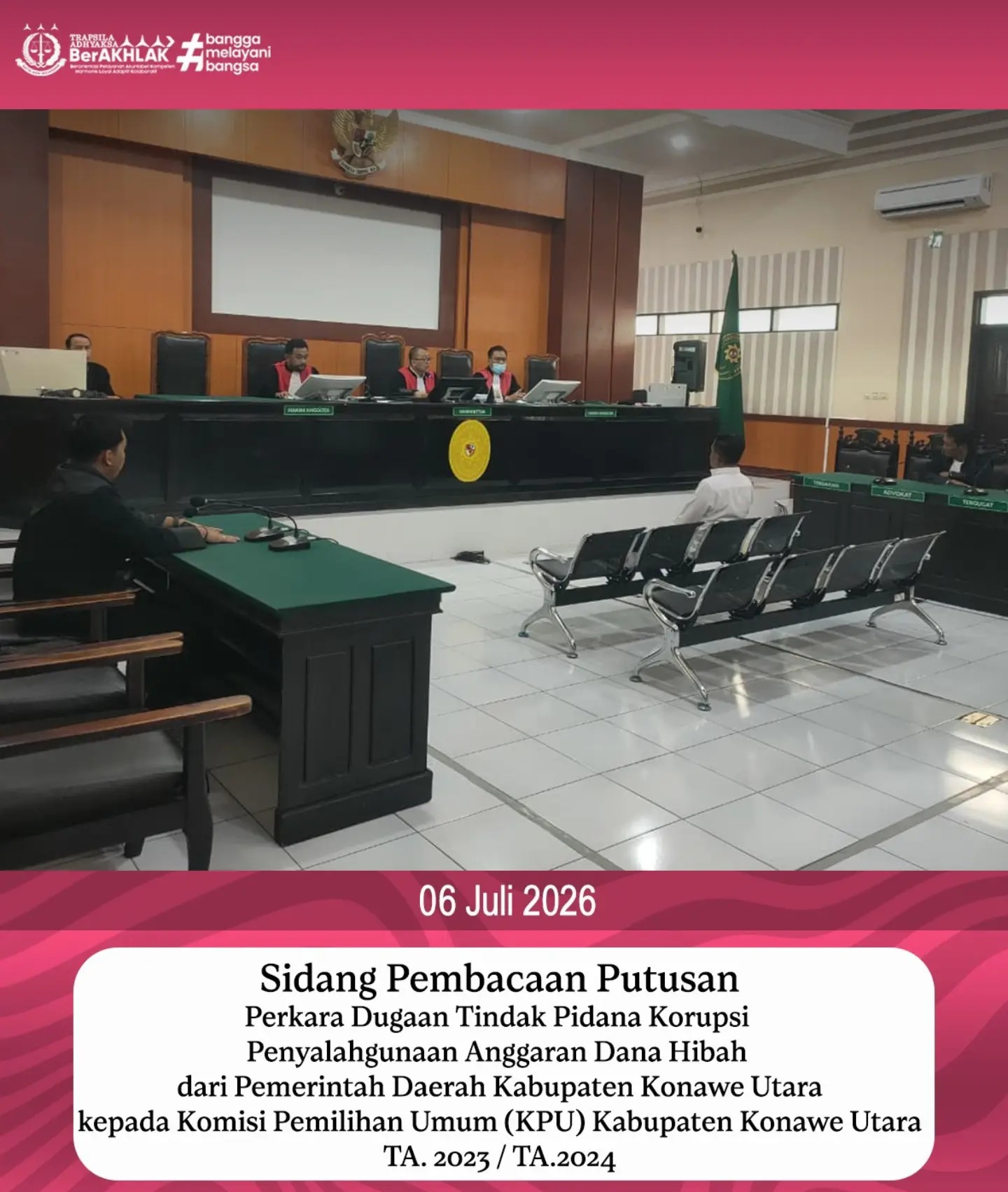 Sidang Pembacaan Putusan Perkara Dugaan Tindak Korupsi