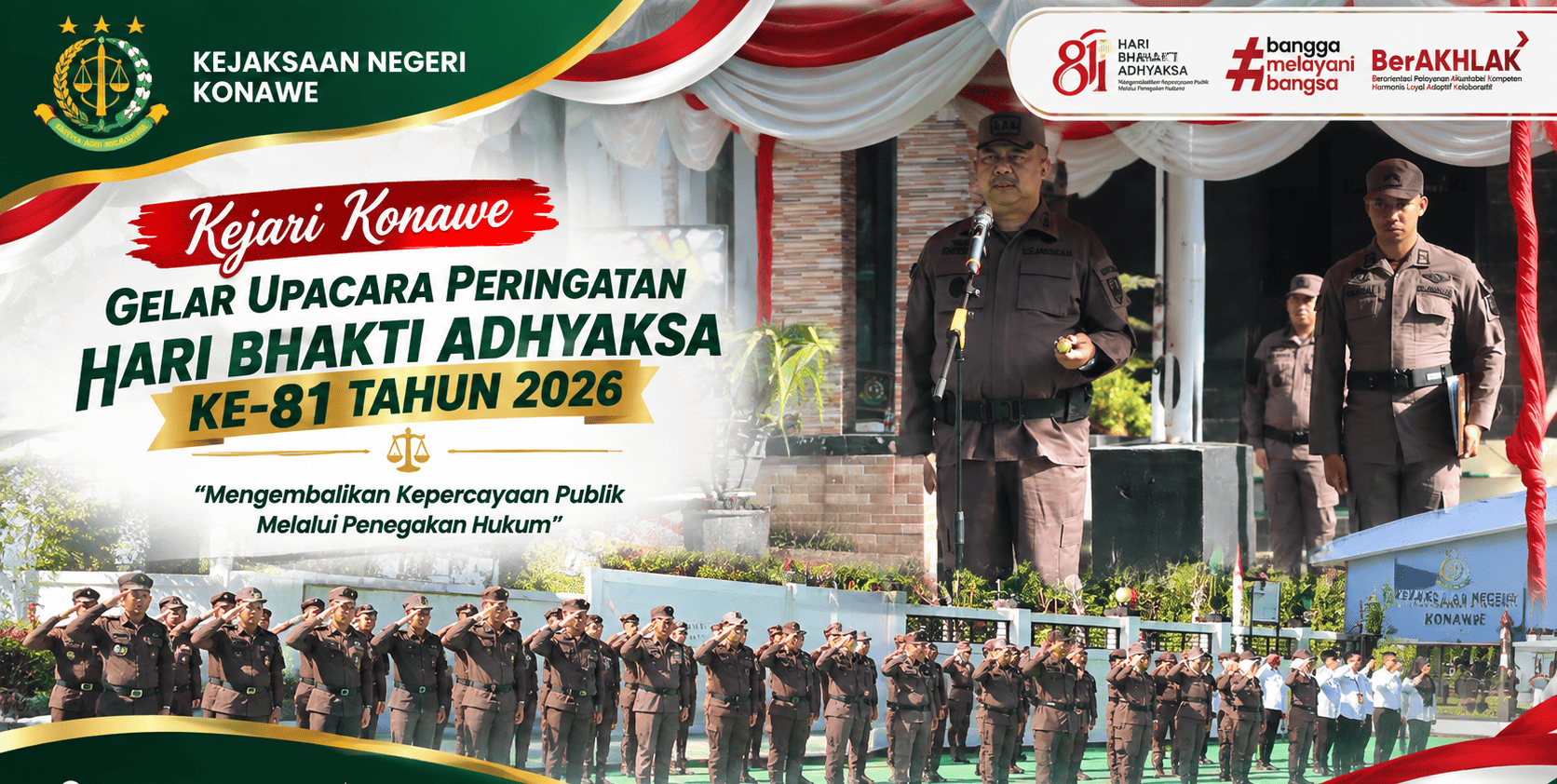 Kejari Konawe Gelar Upacara Peringatan Hari Bhakti Adhyaksa ke-81 Tahun 2026